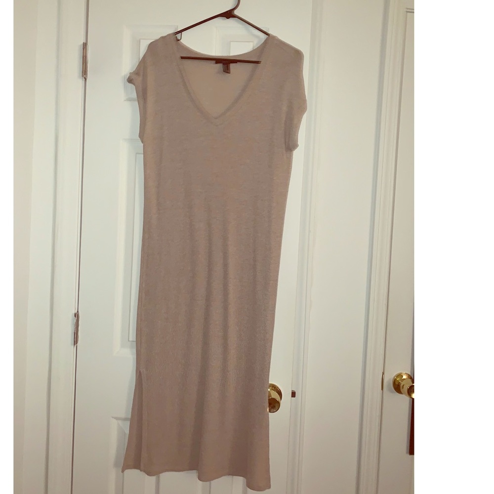 Cream short sleeve midi dress